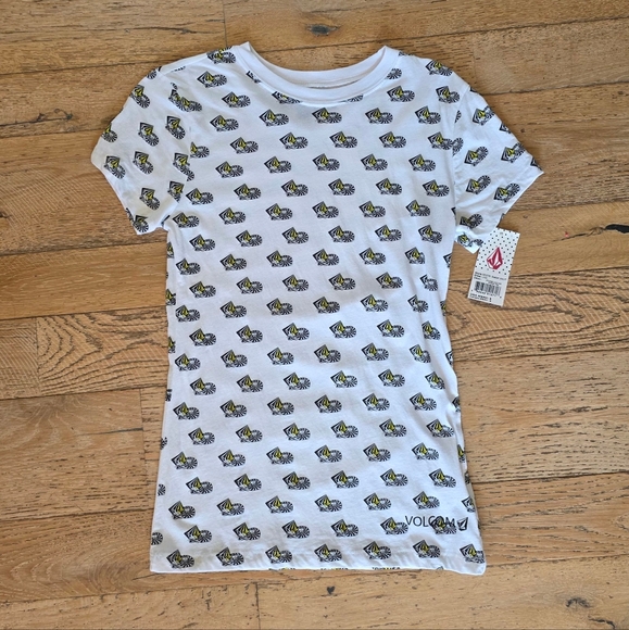 2000's Vintage Volcom 'Stoned Cat' White Graphic cat T-Shirt skater girl cotton - Picture 1 of 6